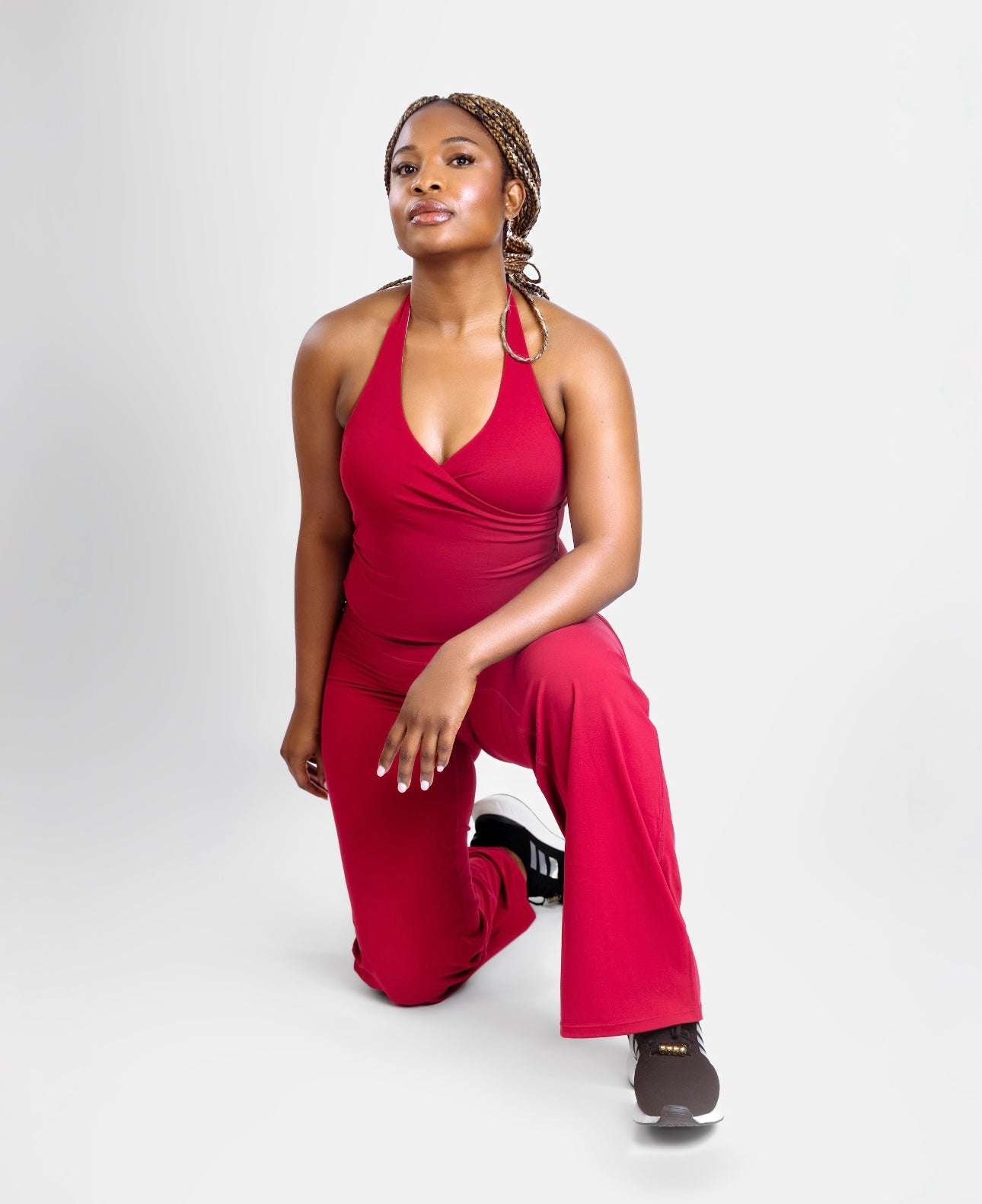 Backless Halter Top by Lokay - Velvet Burgundy & Soft Plum | Daring Elegance