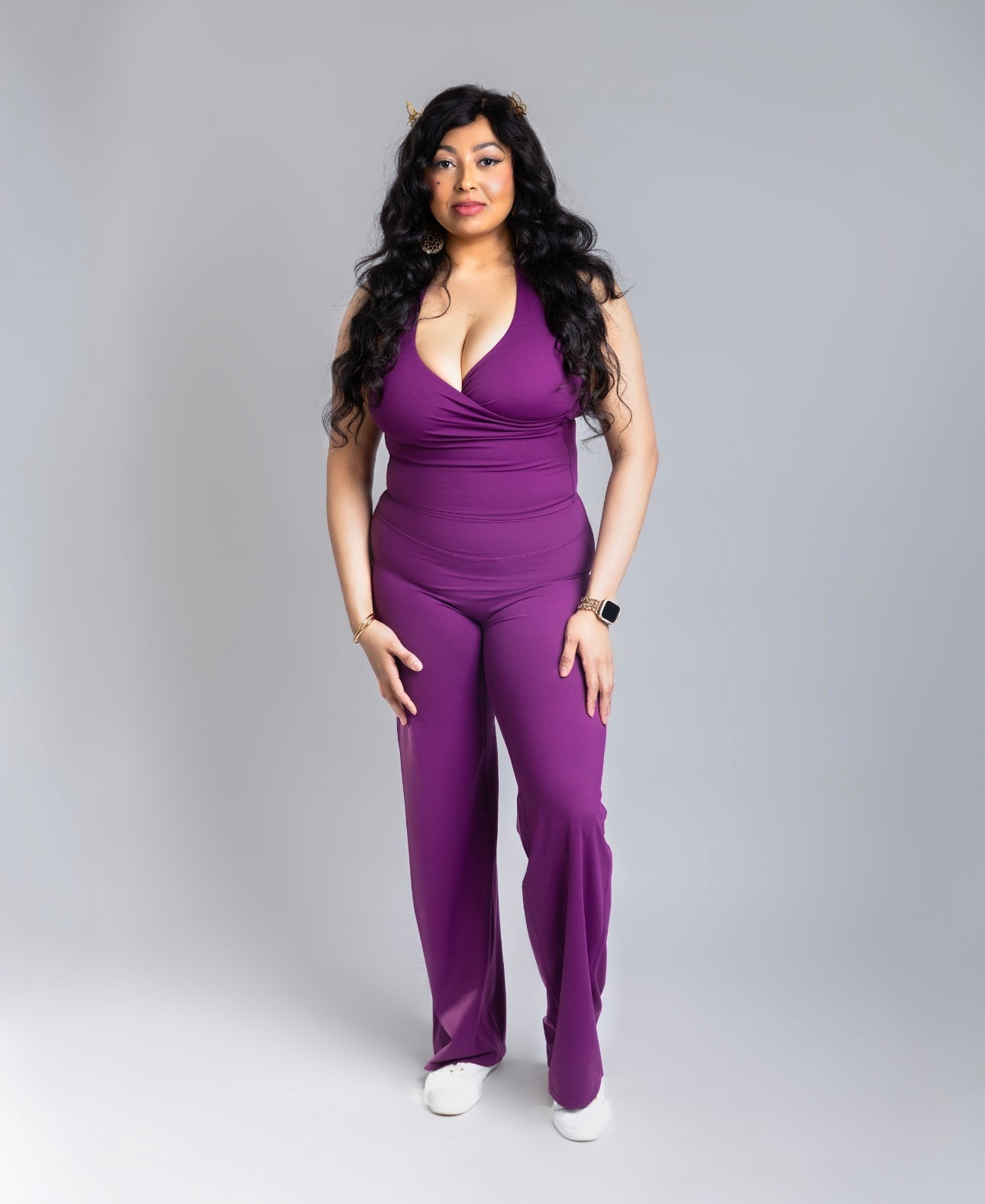 Flare Pants by Lokay - Velvet Burgundy & Soft Plum | Timeless Elegance