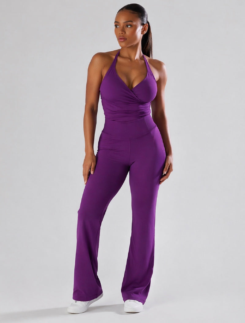 Backless Halter Top by Lokay - Velvet Burgundy & Soft Plum | Daring Elegance
