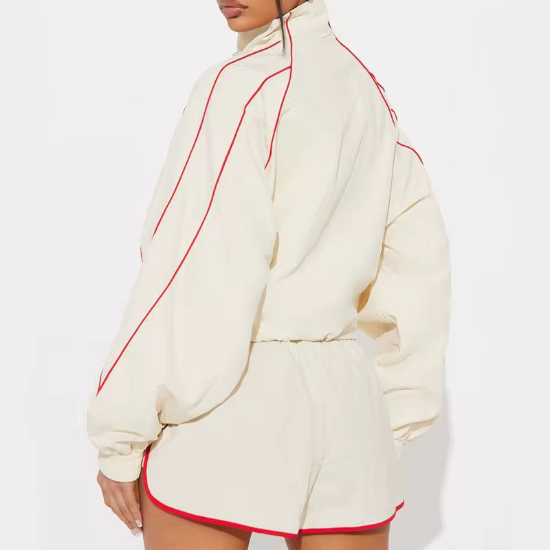 Lokay Cream Shorts – Red Details