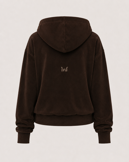 The Chocolate Brown Velvet Zip-Up Jacket