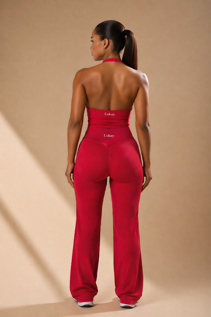 Backless Halter Top by Lokay - Velvet Burgundy & Soft Plum | Daring Elegance